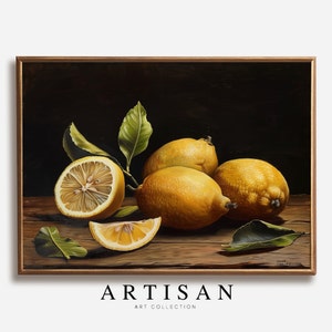Stimmungsvolle Zitrone Küche Kunstdruck: Rustikales Stillleben (Digitaler Download)