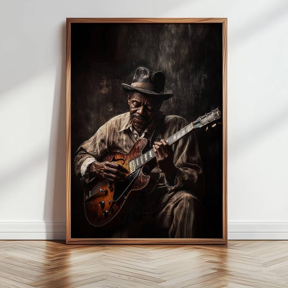 アート・デザイン・音楽 THE ENCYCLOPEDIA OF JAZZ GUITAR Black Man Art, Black Art Prints, Vintage Music Poster, Black Man