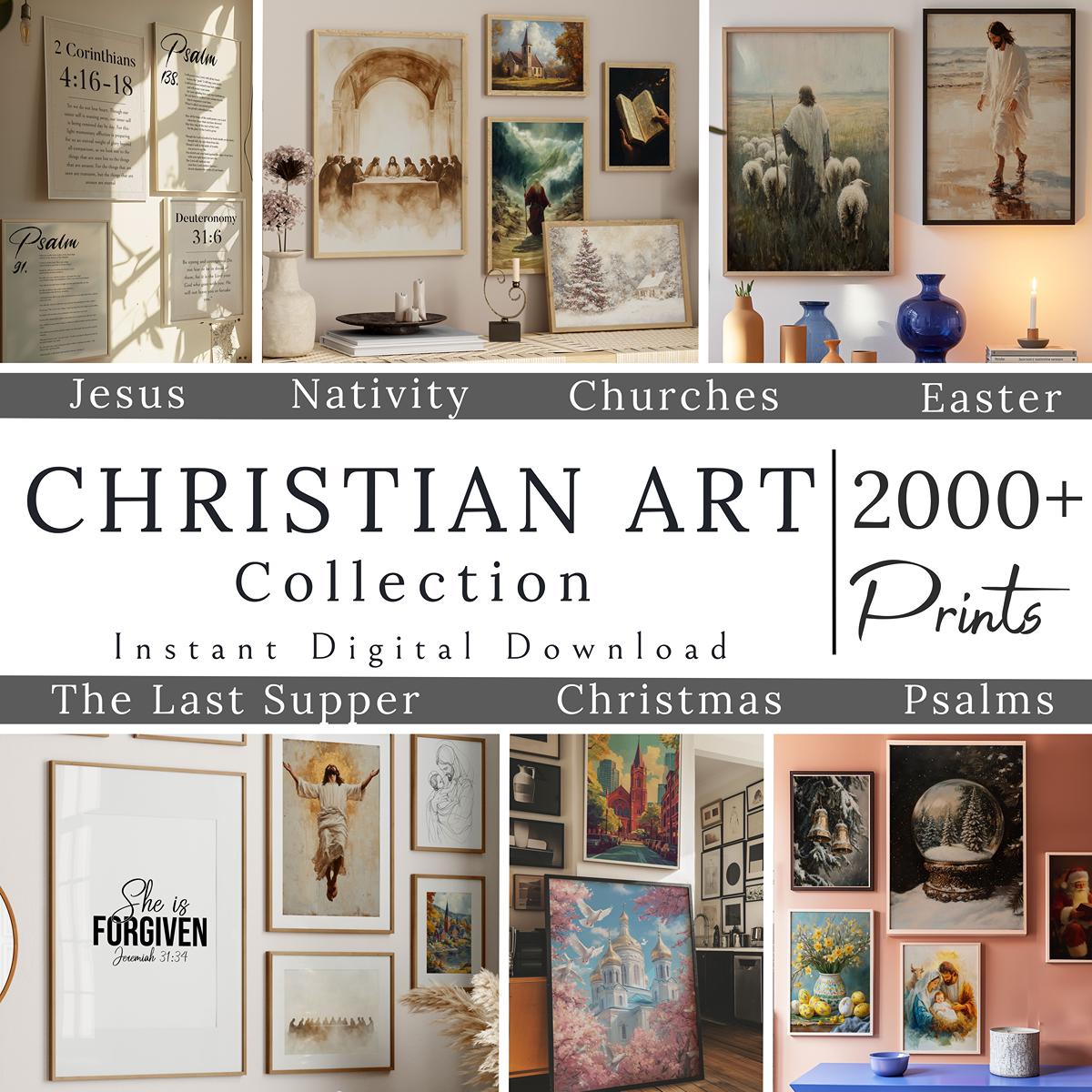 Christian Wall Art Bundle, Christian Art, Jesus Art, Bible Verse Wall Art, LDS Art, The Last Supper Wall Art, Baptism Gift, Download Art 204