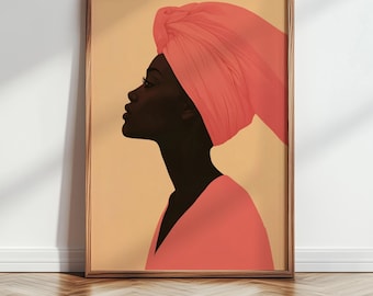 Minimalist Black Woman Art Print: Afrocentric Fashion Poster (Digital Download)