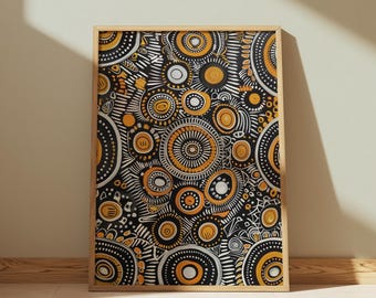 Aboriginal Dot Art Print, Abstract Art, Abstract Painting, Trendy Vibrant Art, Cultural Wall Art, Eclectic Modern Decor, Printable Art, C20