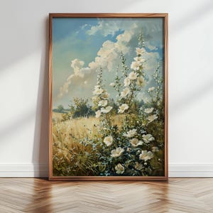 Vintage Landscape Oil Painting, Floral Wall Art, Landscape Wall Art Print, Farmhouse Decor,  French Country Decor, Printable Art, 312