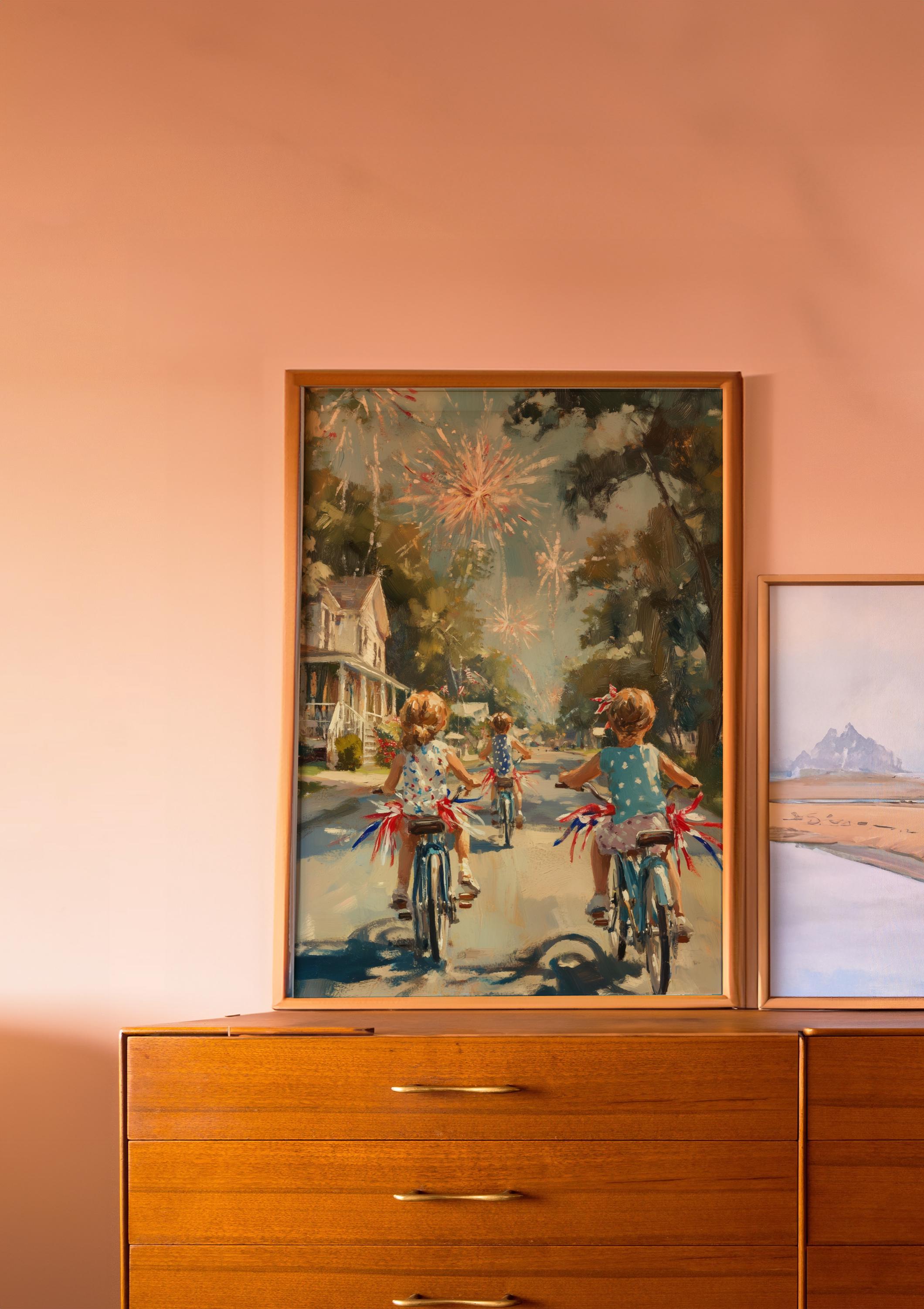 Vintage 4th of July Wall Art, American Flag Print, Vintage Painting ...
