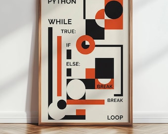 Arte de sintaxis de Python, póster de codificación Bauhaus, decoración de oficina para programadores, impresión de principios de diseño UX, arte mural tecnológico minimalista, regalo para desarrolladores 154
