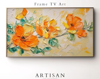 Floral TV Art, Samsung Frame TV Art, Botanical Art, Floral Wall Art, Impasto Painting, Farmhouse Painting, Cottagecore Decor, Digital Art 24