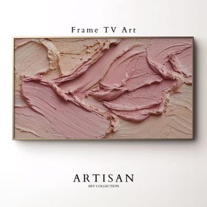Blush Bloom Frame TV-konst: Romantisk rosa impasto-målning (digital nedladdning)