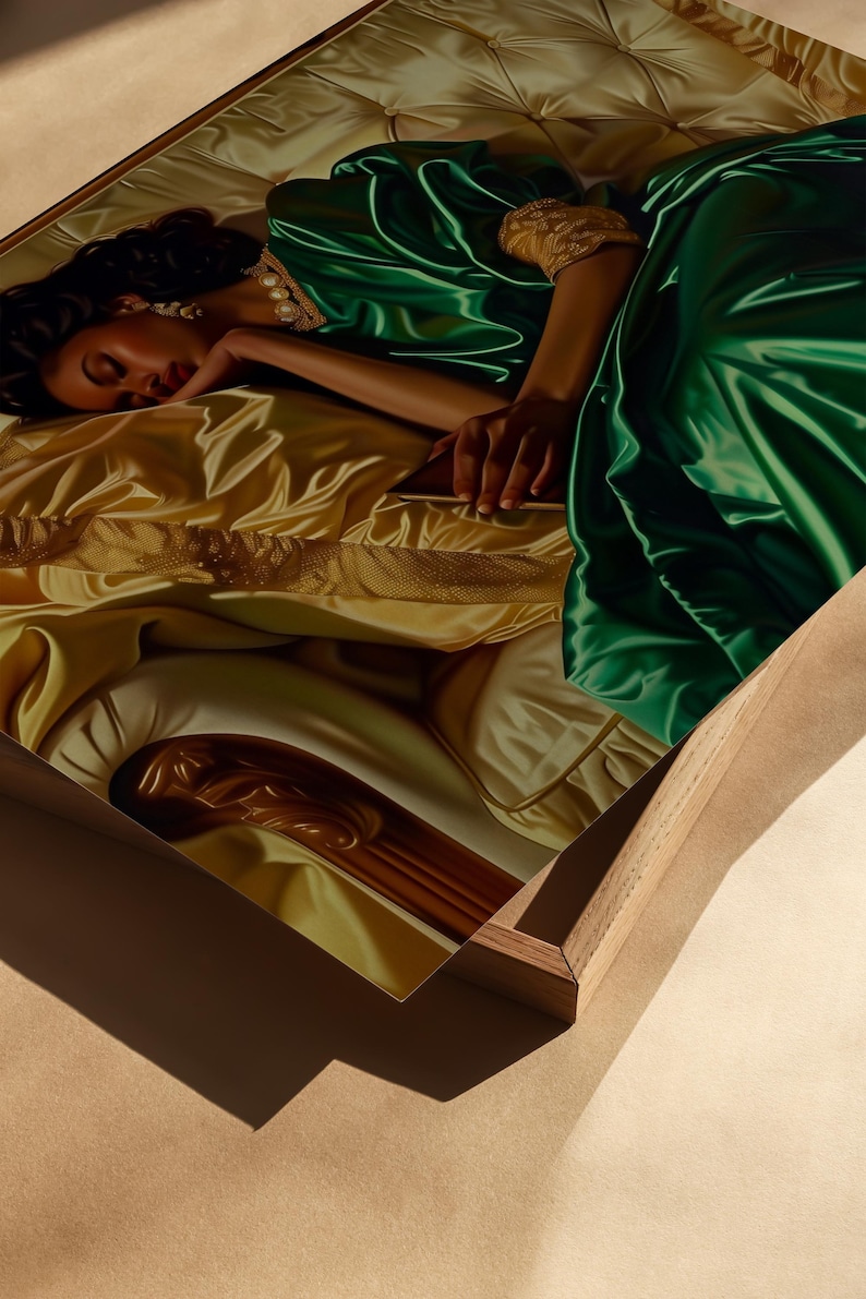Black Woman Sleeping Print, Black Woman Art, African American Print, Luxury Poster ,African Art, Vintage Oil Painting, Afrocentric Decor image 6