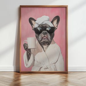 Funny French Bulldog Bath Print: Quirky Dog Lover Art (Digital Download)