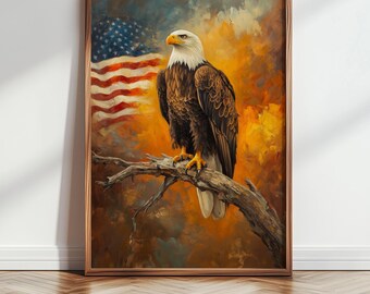 Patriottische 4 juli print, Amerikaanse vlag kunst, American Eagle print, 4 juli decor, abstracte Independence Day print, digitale kunst 353