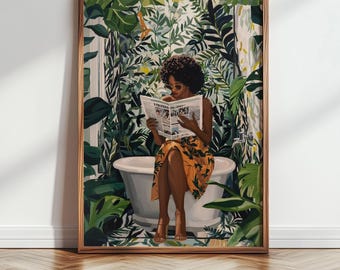 Black Woman Art, Bathroom Wall Art, Black Art Prints, African American Print, Black Art, Colorful Wall Art, Black Wall Art, Maximalist Decor