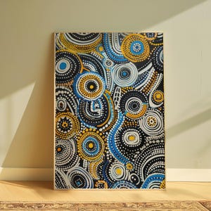 Aborigines Dot Kunstdruck, lebhafte abstrakte Kunst, Australische Malerei, Kulturelle Wandkunst, Indigenes Poster, Abstraktes Aborigine-Dekor, AA52