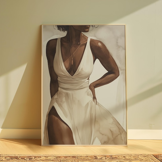 Black Woman Art, Black Wall Art, African American Prints, Afrocentric Wall Art, Black Art Prints, Feminine Aesthetic Decor, Digital Art, 270