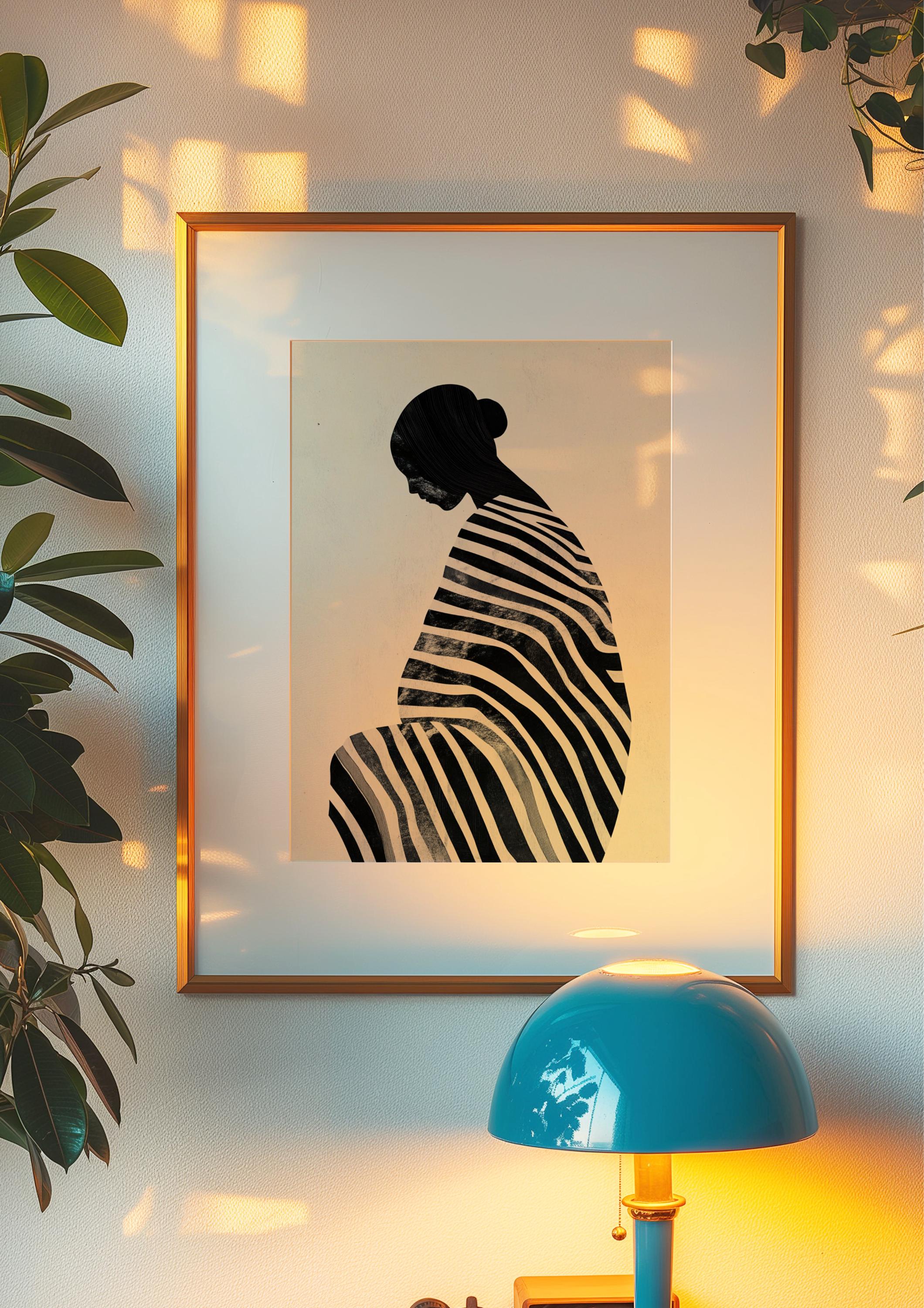 Minimalist Black Woman Art, Feminine Art, Black Wall Art, Japandi