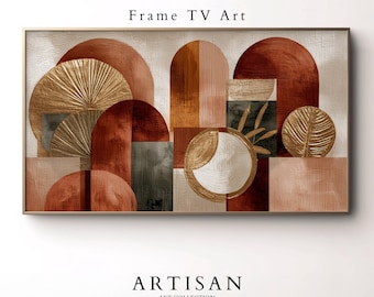 Terracotta Geometric Art for Samsung Frame TV: Mid-Century Modern (Digital Download)