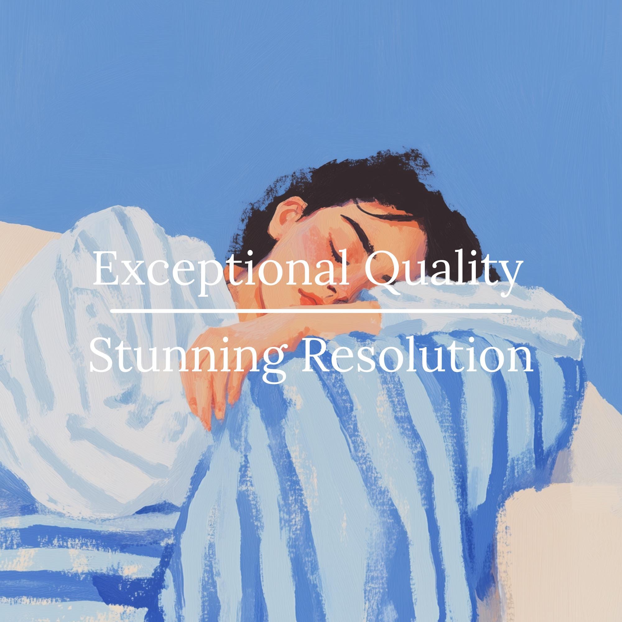 Blue Abstract Woman Art Print: Japandi Style, Woman Sleeping Print ...