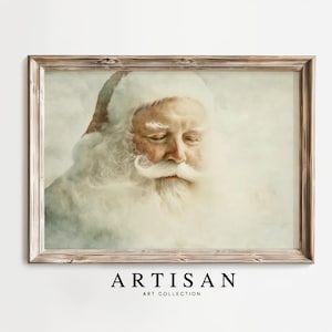 Vintage Santa Claus Painting, Santa Claus Printable, Rustic Santa Print, Muted Print, Farmhouse Christmas Decor, Printable Holiday Art, C181