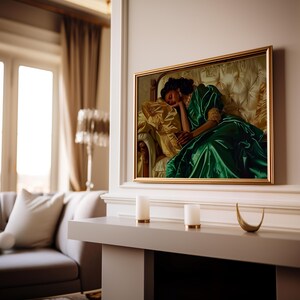 Black Woman Sleeping Print, Black Woman Art, African American Print, Luxury Poster ,African Art, Vintage Oil Painting, Afrocentric Decor image 2