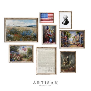 American Gallery Print Set, USA Wall Print, 4th of July, American Art, Patriotic Print, American Flag, Independence Day, Printable Art, C76