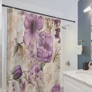 Vintage floral shower curtain  cottage core floral bathroom decor curtain bridal gift boho decor housewarming gift floral boho decor decor