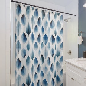 Cottage core shower curtain blue floral bathroom decor curtain bridal gift cottagecore decor housewarming gift floral boho decor home decor