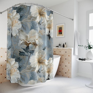 Elegant Boho Floral Shower Curtain, Bathroom Decor, Gift for Home, Spring Bathroom Upgrade, Tropical Vibes