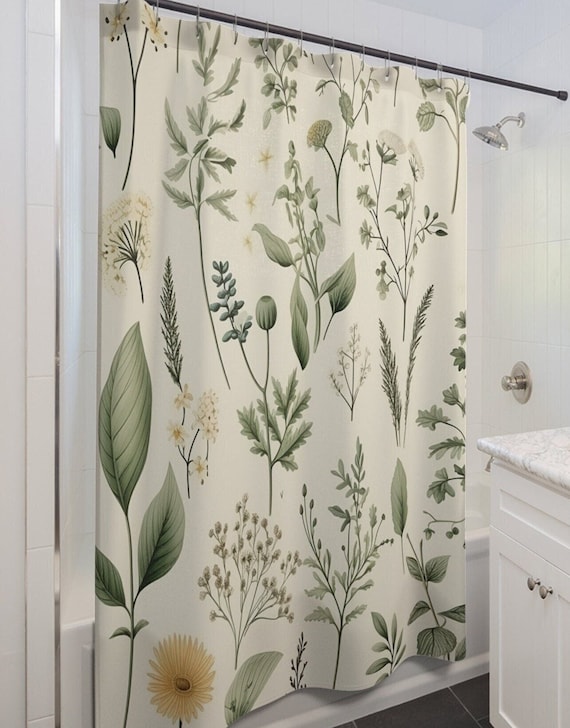 Boho shower curtain floral cottage core bathroom decor curtain bridal gift cottagecore decor housewarming gift floral boho decor home decor