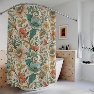 Vintage Spring Floral Shower Curtain, Boho Bathroom Decor, Elegant Cottage Core Shower Curtains, Home Decor, Gift for Her, Floral Design