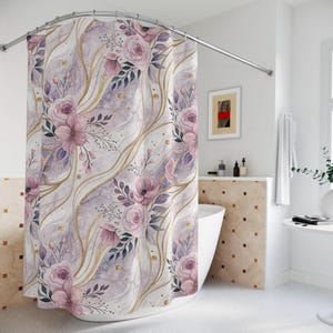 Elegant Cottage Core Floral Shower Curtain, Bohemian Bathroom Decor, Vintage Botanical Design, Flower Pattern, Unique Gift for Home