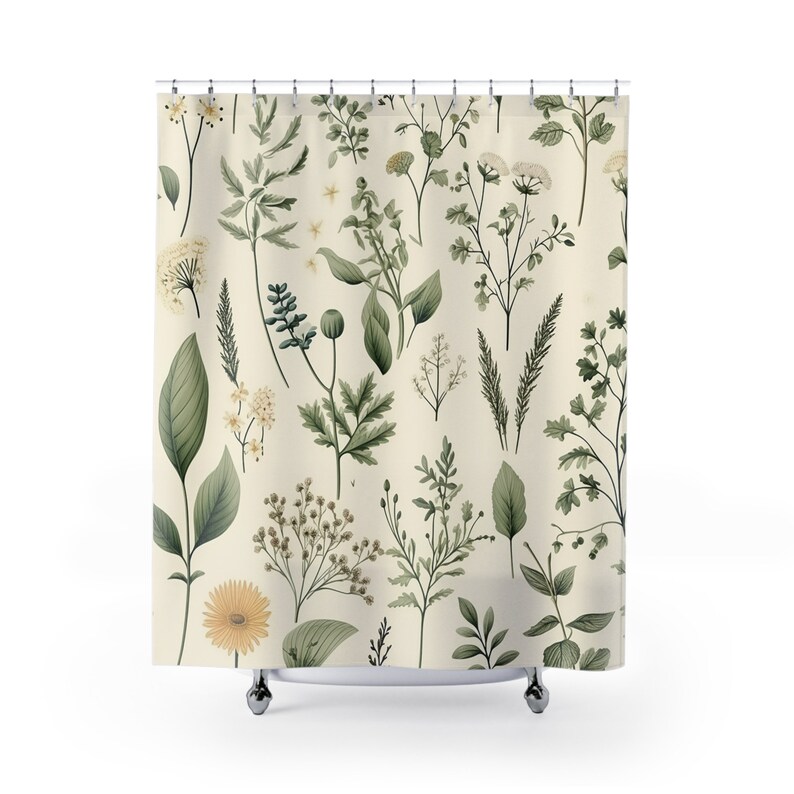 Cortina de ducha bohemia con diseño floral estilo cottagecore, decoración de baño, cortina, regalo de boda, decoración cottagecore, regalo de inauguración de la casa, decoración floral boho, decoración del hogar imagen 8