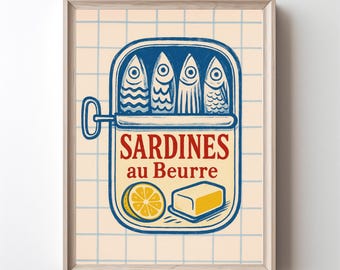 Sardines in Butter Print: French Retro Kitchen Poster (Digital Download)