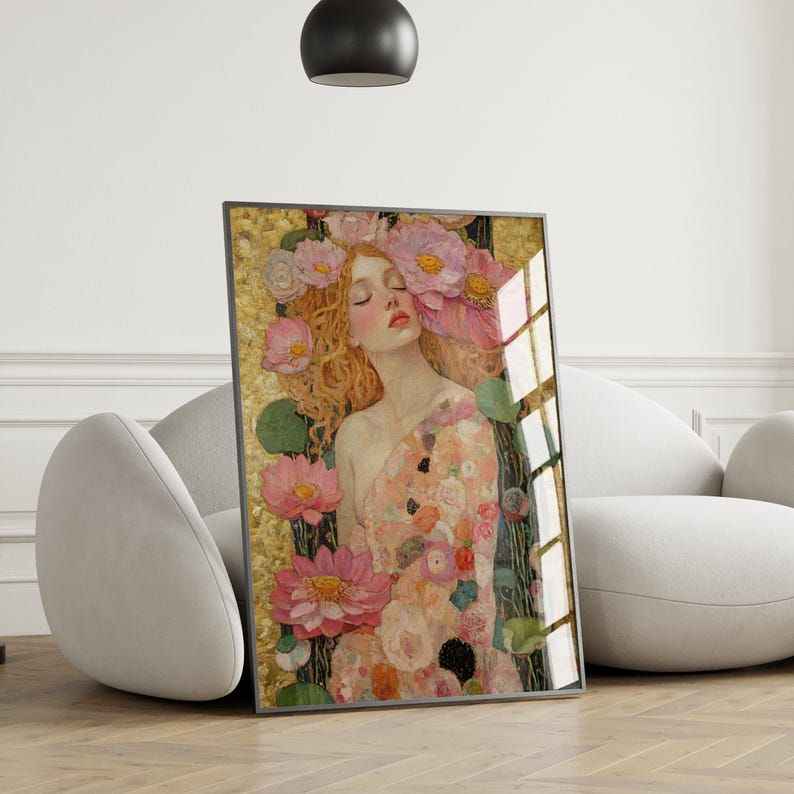 Goddess Art Print Gustav Klimt Inspired Artwork Boho Floral Wall Art ...