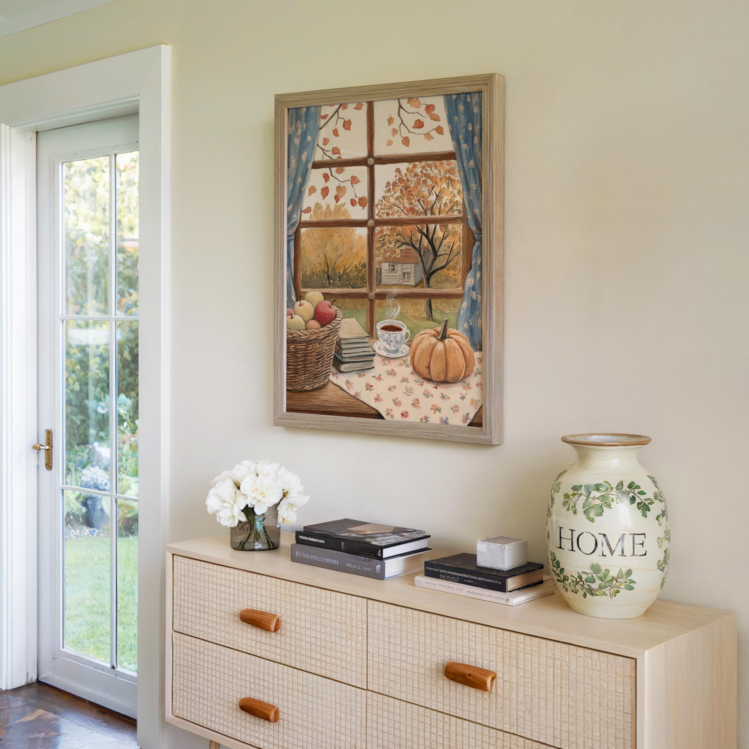 Cozy Autumn Art Autumn Window Print Rustic Fall Decor With Pumpkin ...