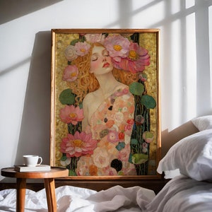 Goddess Art Print Gustav Klimt Inspired Artwork Boho Floral Wall Art ...