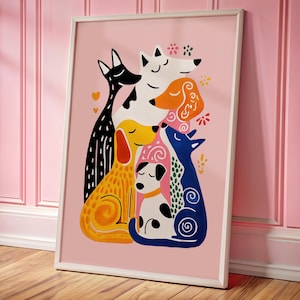 Colorful Dog Print Happy Dog Illustration Printable Abstract Dog Poster for Dog Lovers Wall Art Kids Room Dog Decor Modern Pet Portrait