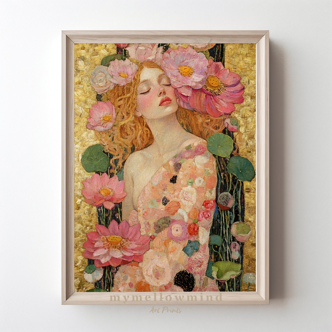 Goddess Art Print Gustav Klimt Inspired Artwork Boho Floral Wall Art ...