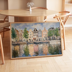 Amsterdam Art Print Holland Decor Amsterdam Painting Amsterdam Printable Wall Art Cityscape Art Print Amsterdam Digital Amsterdam Gift