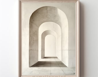 Minimalist Arched Passage Art Print Modern Geometric Printable Wall Art in Neutral Tones Contemporary Interior Design Digital Download