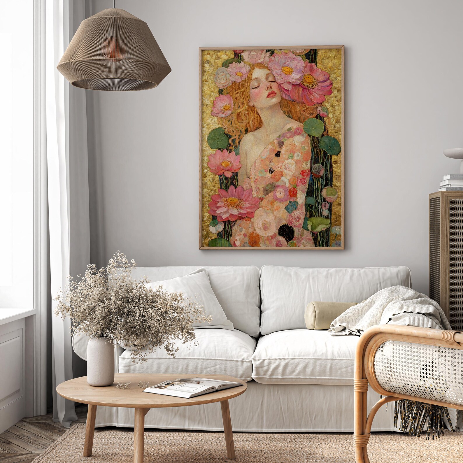 Goddess Art Print Gustav Klimt Inspired Artwork Boho Floral Wall Art ...