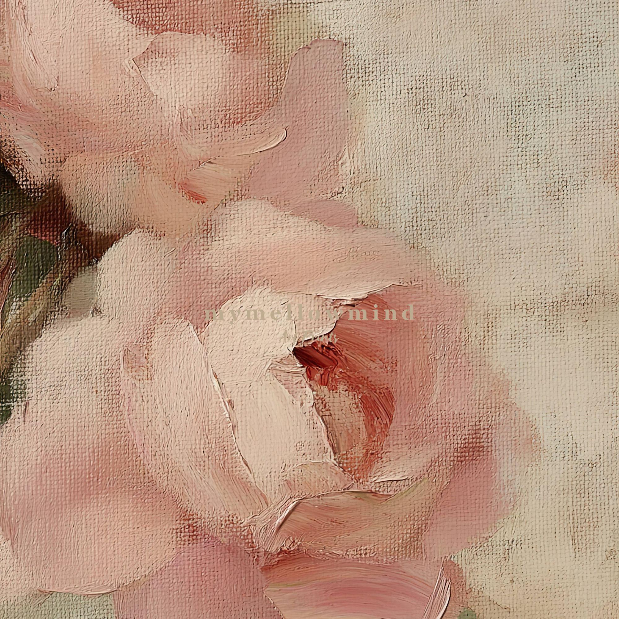Vintage Roses Print Blush Pink Rose Oil Painting Romantic Flower ...