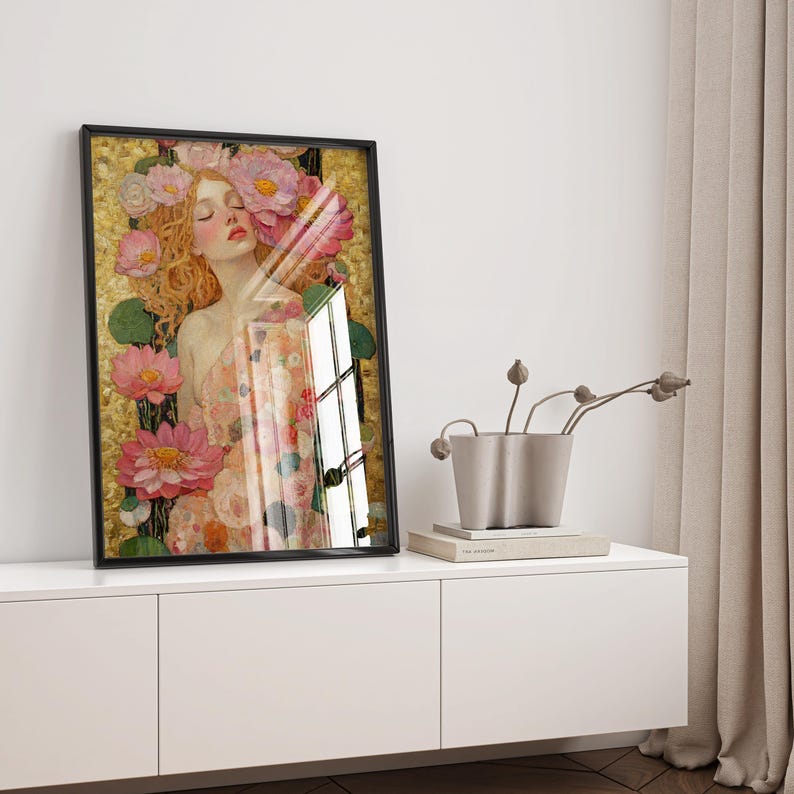 Goddess Art Print Gustav Klimt Inspired Artwork Boho Floral Wall Art ...