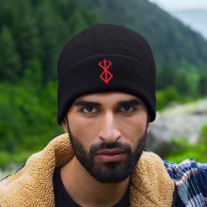 Berserk Symbol Rune Beanie Hat - Anime Manga Japanese Japan - Cartoon Illustration Design - Present Gift