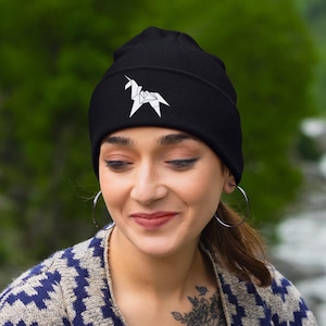Origami Unicorn Beanie Hat - Anime Manga Japanese Japan - Cartoon Illustration Design - Present Gift
