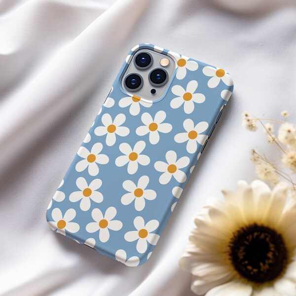DAINTY BLUE DAISIES snap case | blue daisies phone case for iPhone 15 14 13 12 11 Boho blue daisy phone case, cute flowers blue phone case