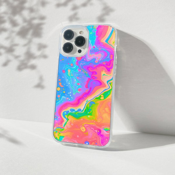TRIPPY MARBLE IPHONE case | iPhone 15 Case, iPhone 13 Pro Case, rainbow iPhone 13 Case, Colorful pride clear iPhone case