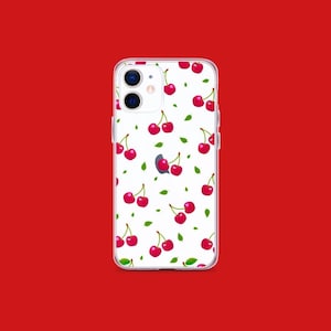 Cherry iPhone Case, Cherry iPhone 15 14 13 12 11, Clear Case for iPhone, Cherry Print Pattern, Cute Cherry iPhone case, cherry phone case