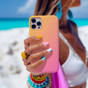 ROOD ORANJE GRADIENT Snap-hoesje voor iPhone® 14 | rood ombre oranje ombre telefoonhoesje voor iPhone 14 | regenboogkleuren