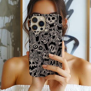HALLOWEEN SPOOKY Hülle für iPhone | iPhone 15 Hülle | Halloween iPhone 14 Pro Hülle | iPhone 13 Pro Max Hülle klar | Schwarze iPhone Hülle