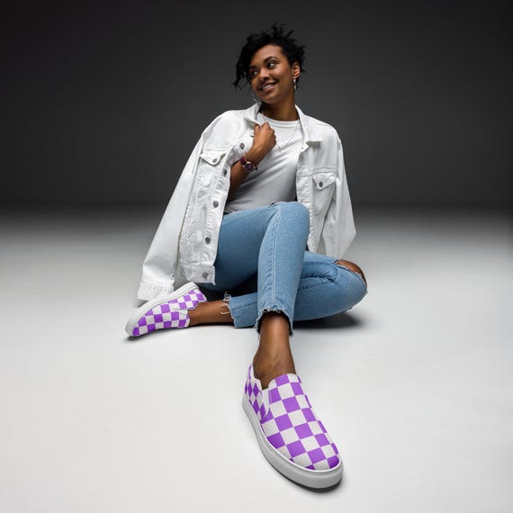Purple plaid vans deals