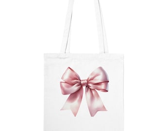 Bolso de mano coqueto / Lazos pastel rosas / Bolso de lona estético y bonito / Regalo para ella