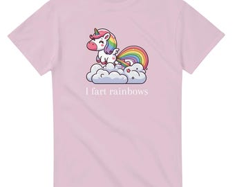 Unicorn I Fart Rainbows T-Shirt | Cute Rainbow Graphic Tee | Hilarious Gift for Her or Him